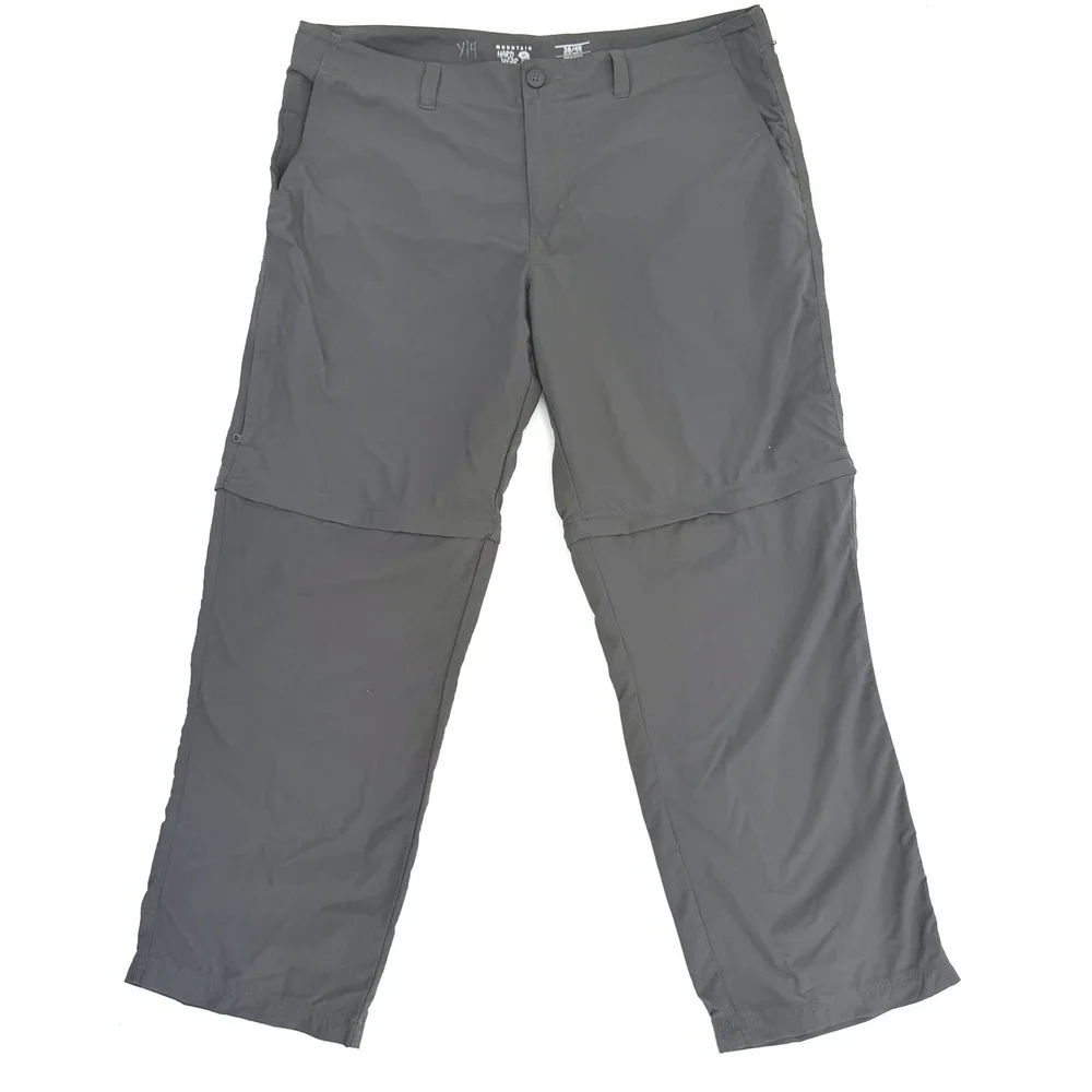 Mountain Hardwear Mens 38x30 Convertible Hiking Pants Gray Zip Off OM6553
